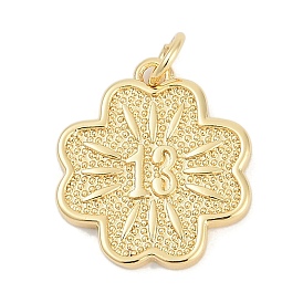 Латунные подвески, цветок с номером 13 подвески, без кадмия и без свинца, долговечный, стойки покрытие, с целью перехода в кольце