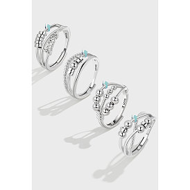 S925 регулируемые кольца из стерлингового серебра, с печатью s925, кольца-спиннеры для женщин