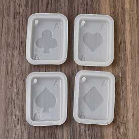 Playing Card Theme DIY Pendant Silicone Molds, Resin Casting Molds, for UV Resin, Epoxy Resin Craft Making, WhiteSmoke