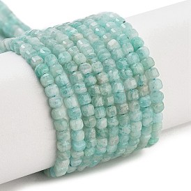 Natural Amazonite Beads Strands, Faceted Table Cut Cube