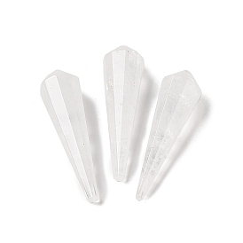 Natural Quartz Crystal Beads, Half Drilled, Faceted, Cone