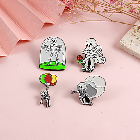 Skull-themed Accessories: Parachuting, Ballooning & Bottle-hiding Pins in Fashionable Collection