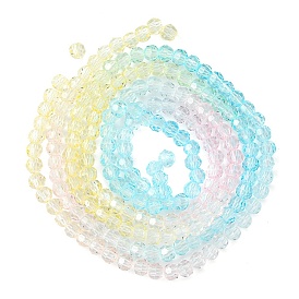 Transparent Glass Beads Strands, Faceted(32 Facets), Round