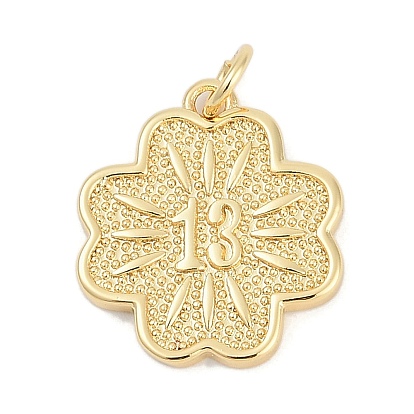 Латунные подвески, цветок с номером 13 подвески, без кадмия и без свинца, долговечный, стойки покрытие, с целью перехода в кольце