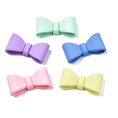 Непрозрачные акриловые кабошоны, окрашенные распылением, бантом