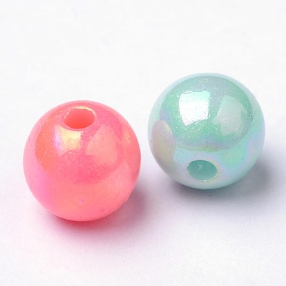 Plaqué couleur ab perles rondes acryliques