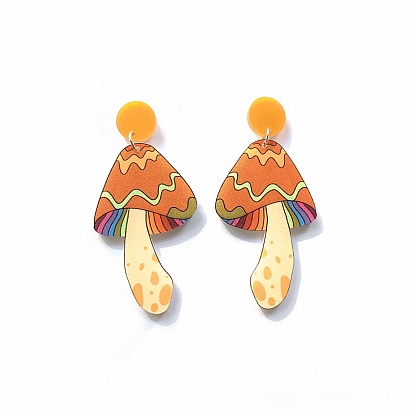 Acrylic Mushroom Dangle Stud Earrings for Women