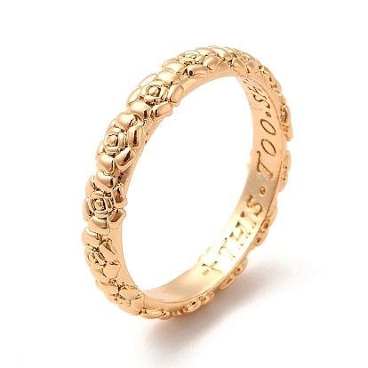 304 Stainless Steel Ring, Rose Textured Finger Ring