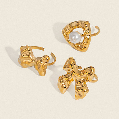 Регулируемые 304 манжеты из нержавеющей стали для женщин, реальный 18 k позолоченный