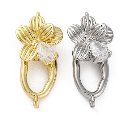 Латунное микропейв, прозрачный кубический цирконий, складные застежки, без кадмия, без никеля и без свинца, цветок