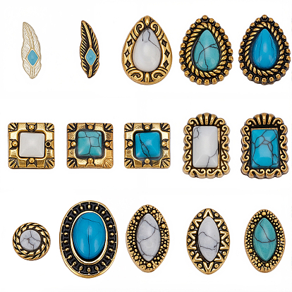 15 стили кабошонов из цинкового сплава, с пластиковой бисера, аксессуары для украшения ногтей для женщин, разнообразные