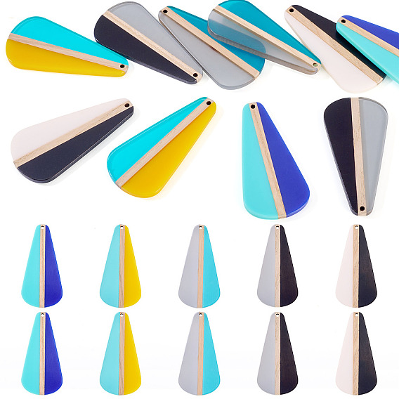 10 шт. 5 Цвета: прозрачные и непрозрачные, подвески из смолы и дерева, слеза, два тона