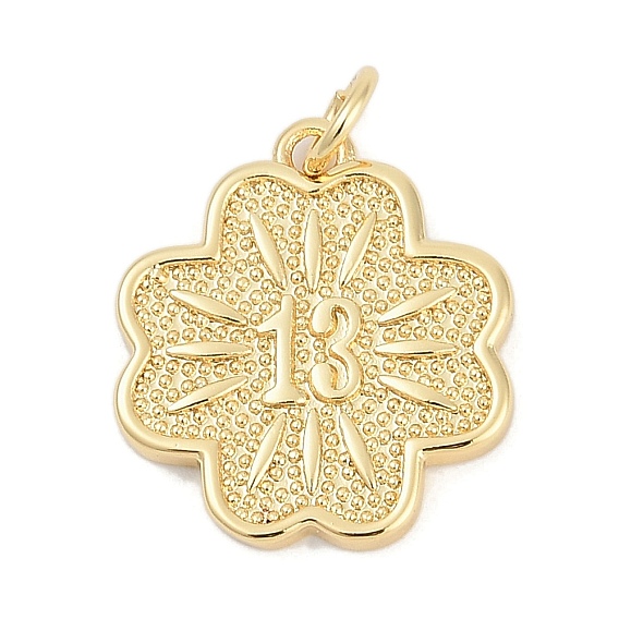 Латунные подвески, цветок с номером 13 подвески, без кадмия и без свинца, долговечный, стойки покрытие, с целью перехода в кольце