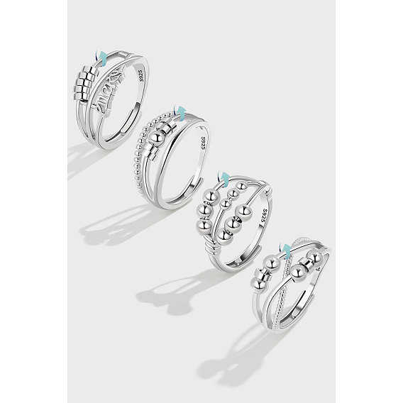 S925 регулируемые кольца из стерлингового серебра, с печатью s925, кольца-спиннеры для женщин