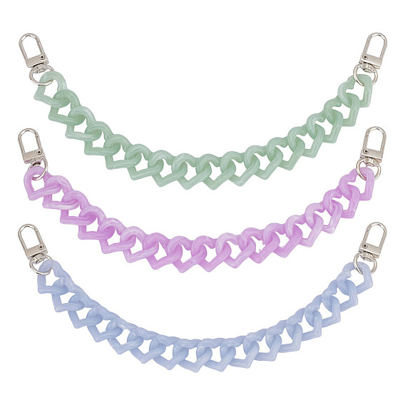 6 шт. 3 цвета, имитация драгоценного камня, акриловое сердце, ремешок для ботинок, цепочки, с поворотными застежками сплава