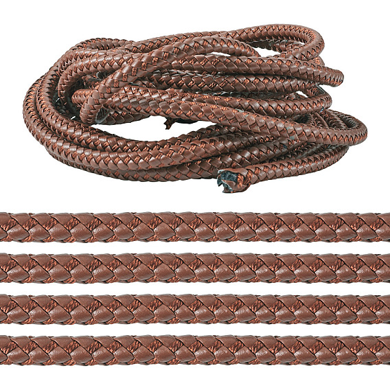 5M 8-Ply Imitation Leather Braided Cord, Round, for DIY Craft