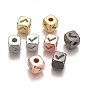 Brass Micro Pave Cubic Zirconia Beads, Long-Lasting Plated, Cube, Green