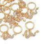 SHEGRACE Dragon Brass Micro Pave Clear Cubic Zirconia Toggle Clasps, Lead Free & Cadmium Free & Nickel Free