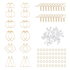 Набор для изготовления геометрических сережек своими руками, включая 304 крючки для серег из нержавеющей стали и проволочные подвески, веер, многоугольник, ромб, шестиугольник и капля