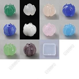 40Pcs 10 Colors  Transparent Glass Beads, Flower