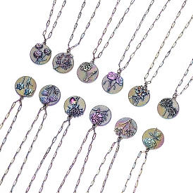 Alloy Birth Month Flower Pendant Necklace, Floral Dainty Jewelry for Women, Rainbow Color