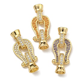 Brass Micro Pave Cubic Zirconia Fold Over Clasps, Real 18K Gold Plated