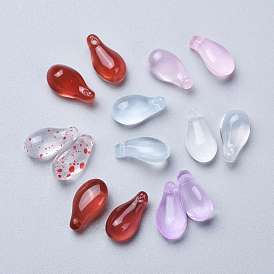 Transparent Glass Pendants, Dyed & Heated, Teardrop