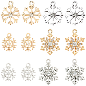 36шт 3 стили подвески со стразами из сплава, прелести снежинки