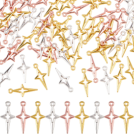 120Pcs 3 Colors Tibetan Style Alloy Pendants, Star Charms