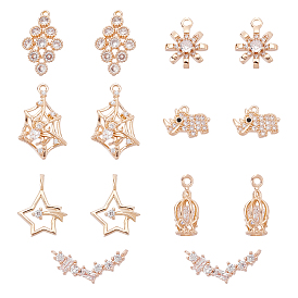 14 шт 7 стильные латунные подвески из прозрачного кубического циркония с микропаве, долговечный