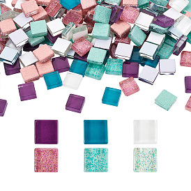 400 шт 2 стили стеклянные кабошоны, мозаичные плитки, для украшения дома или поделок, квадратный
