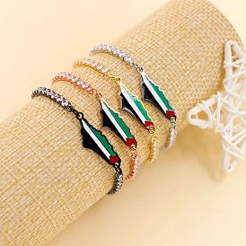 Карта Палестины 304 Браслеты из нержавеющей стали с эмалированными звеньями, плетеные браслеты из бусин для женщин и мужчин