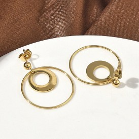 Ионное покрытие (ip) 304 серьги-гвоздики из нержавеющей стали, плоско-круглые