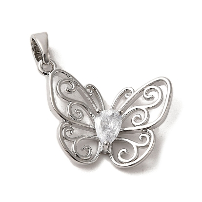 Латунные микро проложить кубического циркония подвески, без кадмия, без никеля и без свинца, бабочка