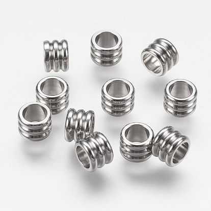 202 Stainless Steel Beads, Grooved Column