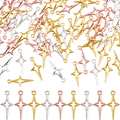120Pcs 3 Colors Tibetan Style Alloy Pendants, Star Charms