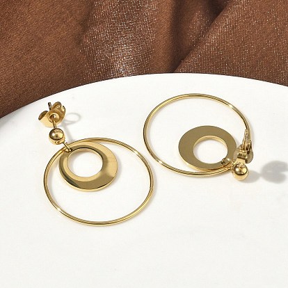 Ионное покрытие (ip) 304 серьги-гвоздики из нержавеющей стали, плоско-круглые