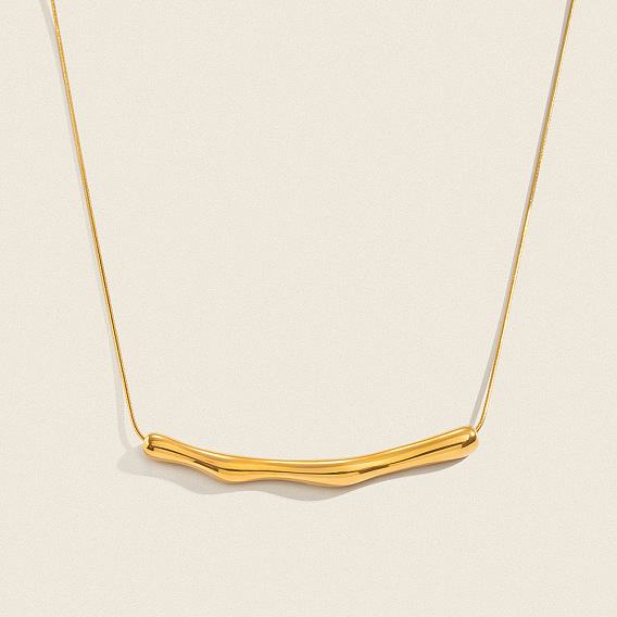 304 Collares con colgante de barra curva retorcida de acero inoxidable para mujer