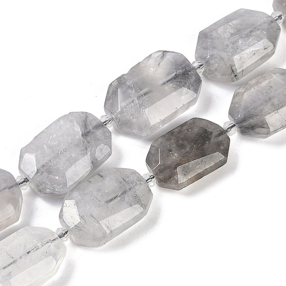 Естественный облачно кварц бисер пряди, граненые, прямоугольные, с бисером