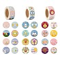 6 Rolls 3 Style Flat Round Easter Theme Pattern Tag Stickers, Self-Adhesive Paper Gift Tag Stickers, for Party Decorative Presents