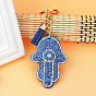 Full Rhinestone Hamsa Hand/Hand of Miriam Cloth Pendant Keychain, Tassels Charm for Car Key or Bag Ornaments