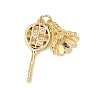 Brass Micro Pave Cubic Zirconia Pendants, Badminton with Racket Charms, Rack Plating, Long-Lasting Plated, Cadmium Free & Lead Free, Real 18K Gold Plated