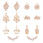 14Pcs 7 Style Brass Micro Pave Clear Cubic Zirconia Pendants, Long-Lasting Plated