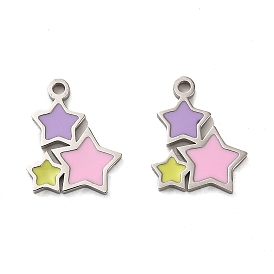 304 Stainless Steel Enamel  Charms, Star Charm