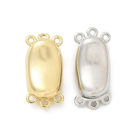 Brass Box Clasps, 3-Strand, 6-Hole, Oval