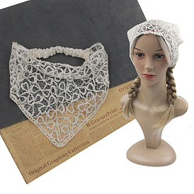 300Pcs Bowknot Pattern Lace Embroidered Polyester Headbands, Triangular Head Scarf for Girls Women