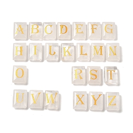 26Pcs Natural Gemstone Healing Rectangle with Letter A~Z Display Decorations, Reiki Energy Stone Ornament