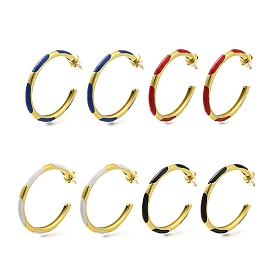 Ионное покрытие (ip) 304 серьги-пусеты с эмалью из нержавеющей стали, серьги-кольца, реальный 14 k позолоченный