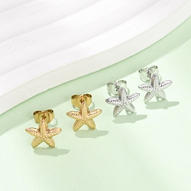 304 Stainless Steel Stud Earrings, Starfish