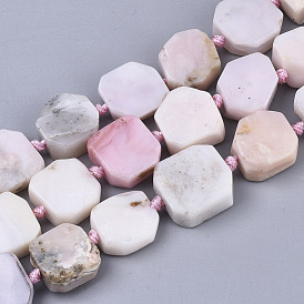 Rose naturel perles d'opale brins, rectangle